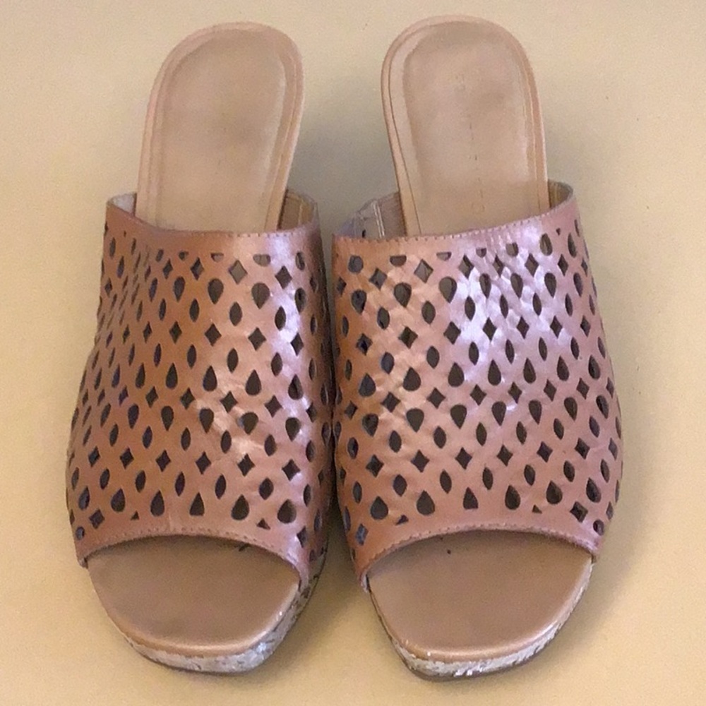 Franco Sarto Tan Perforated Mules for Versatile Style